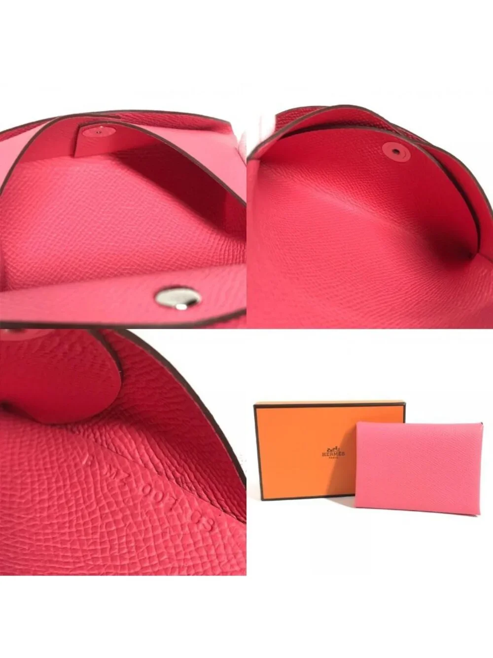 Hermes Calvi Duo Epsom Rose Azaleas Pink Wallet